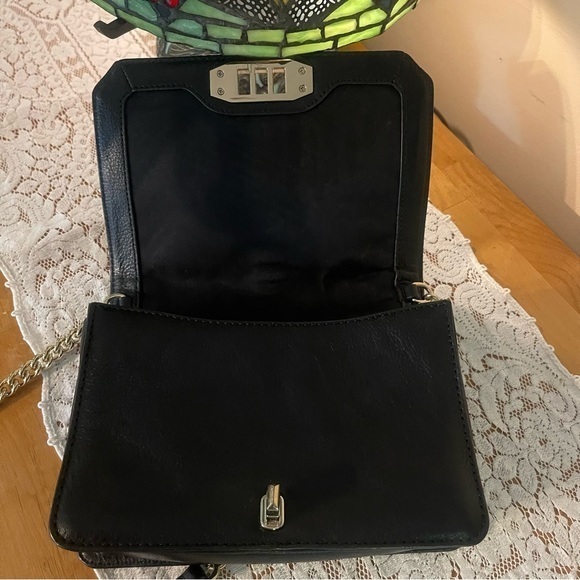 REBECCA MINKOFF  Black & Leopard Small Crossbody Gold Hardware $245 MSRP EUC - Picture 7 of 9